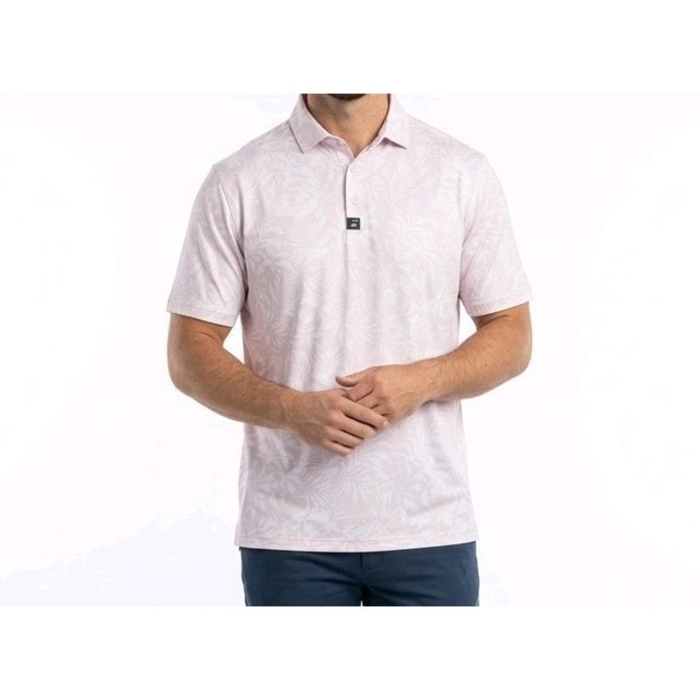SurfCuz Mens Pink White Floral Polo Shirt Short Sleeve Button Collar size XXXL